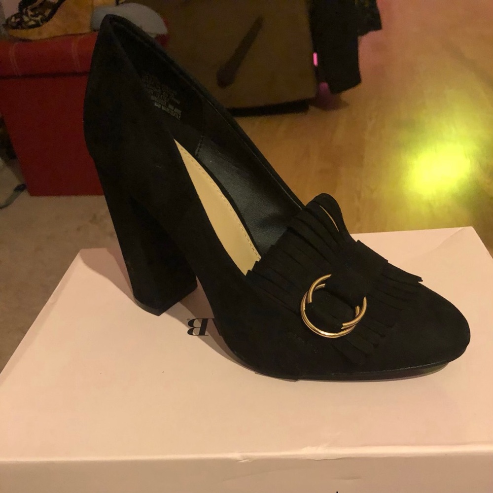 Velvet Black chunky heel